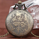 Fashion large bronze thin chain rabbit retro pocket watch retro Roman scale Q6E2