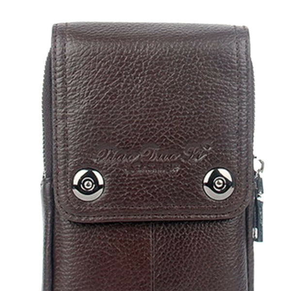 New Portable Soft Leather Belt Purse Bag With Zip Pockets and Phone Pocket for