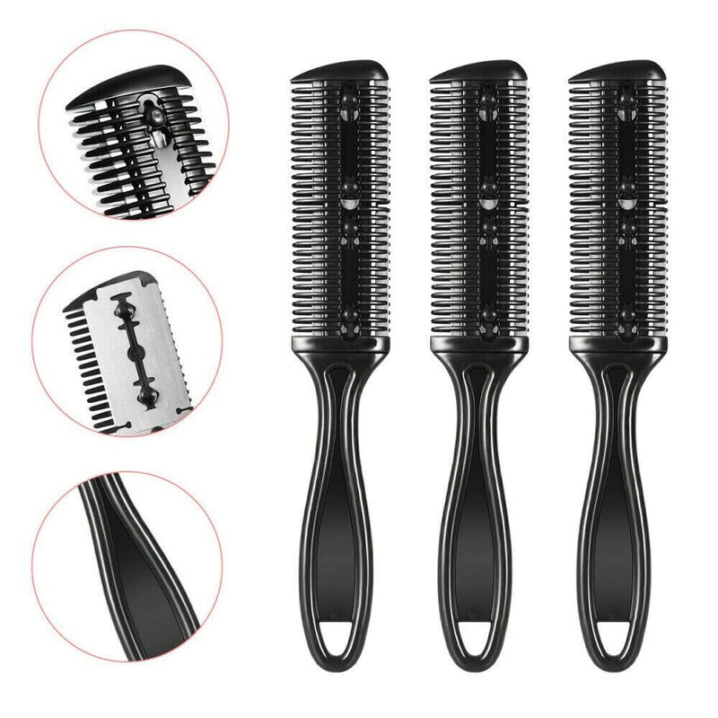 3X Professional Hair Cutter Thinning Shaper Comb 2 Razor Blades Double Sided J77