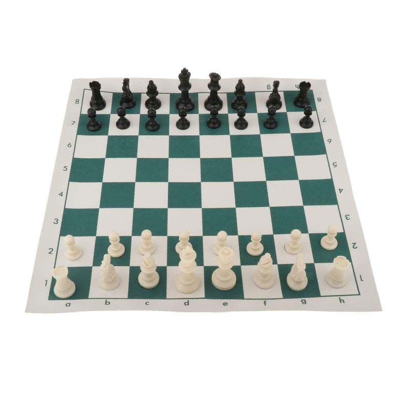 Portable Roll-up Plastic Chess Set Rollable 18" Cloth Board for Chess Lovers
