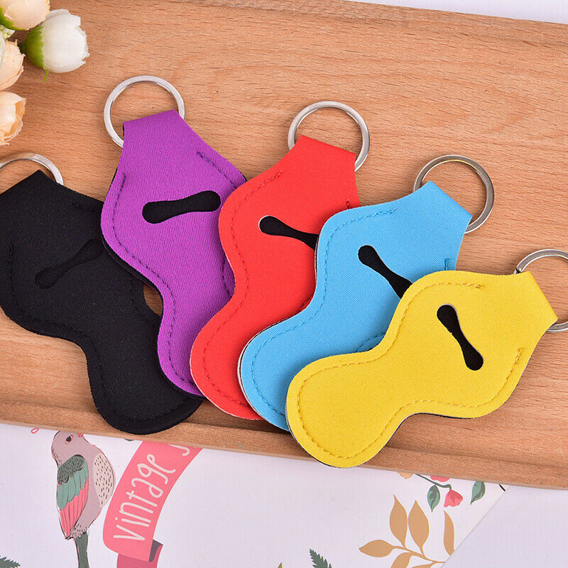 Neoprene Floral Waterproof Lipstick Chapstick Lip Balm Holder Bag Key Chain OZ