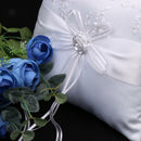 Beautiful Rose Flower Satin Ribbon Ring Pillow Cushion for Wedding 20 x 20cm