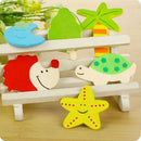 12pcs Fridge Magnet Wooden Cartoon Animals Novelty Magnets Colourful Kid's Fun
