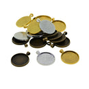 20 Round Pendant Tray Base Setting Fit 30mm Cabochon Blank Bezel Frame Cameo