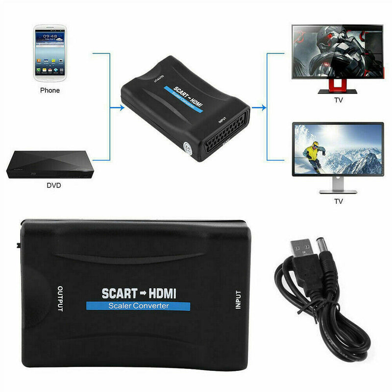 1080P SCART to HDMI Video Audio Upscale Converter HD Receiver TV (US)