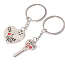 2pcs Zinc Alloy Heart I Love You Letter Key Chain Ring Valentine's Day Gifts