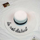 Summer Womens Wide Brim Do Not Disturb Sun Hat Embroidery Straw Cap Floppy