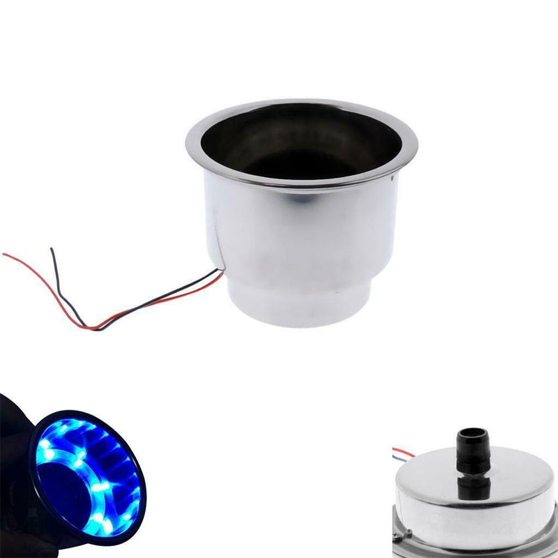 4pcs Stainless Steel LED Drink Cup Holder Blue Light for Yacht Modern Camper Car