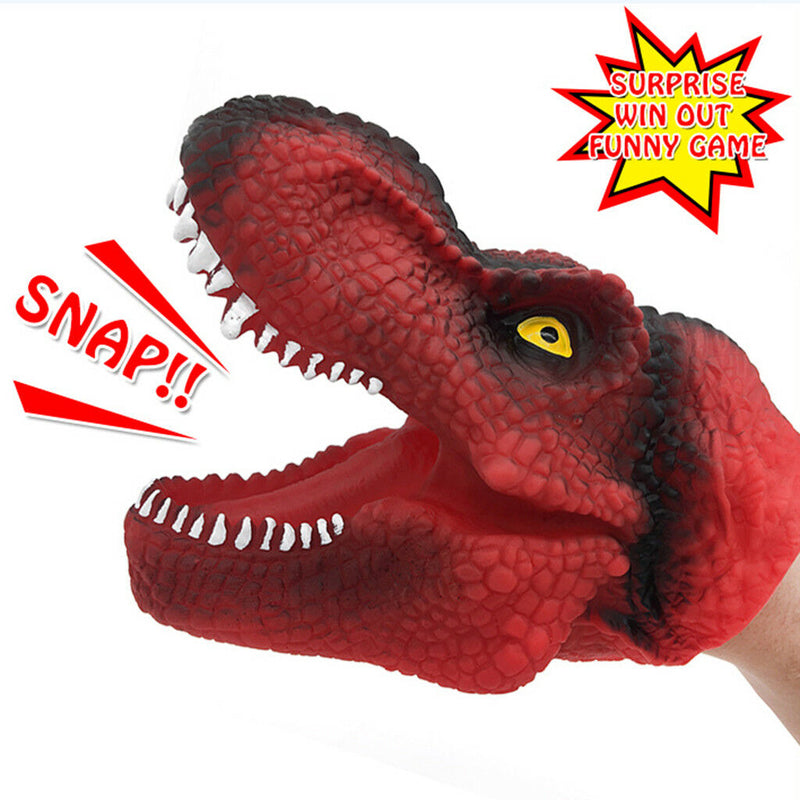 Kids Christmas Gift Red Prank Tricks Dinosaur Hand Puppet for Pretend Play