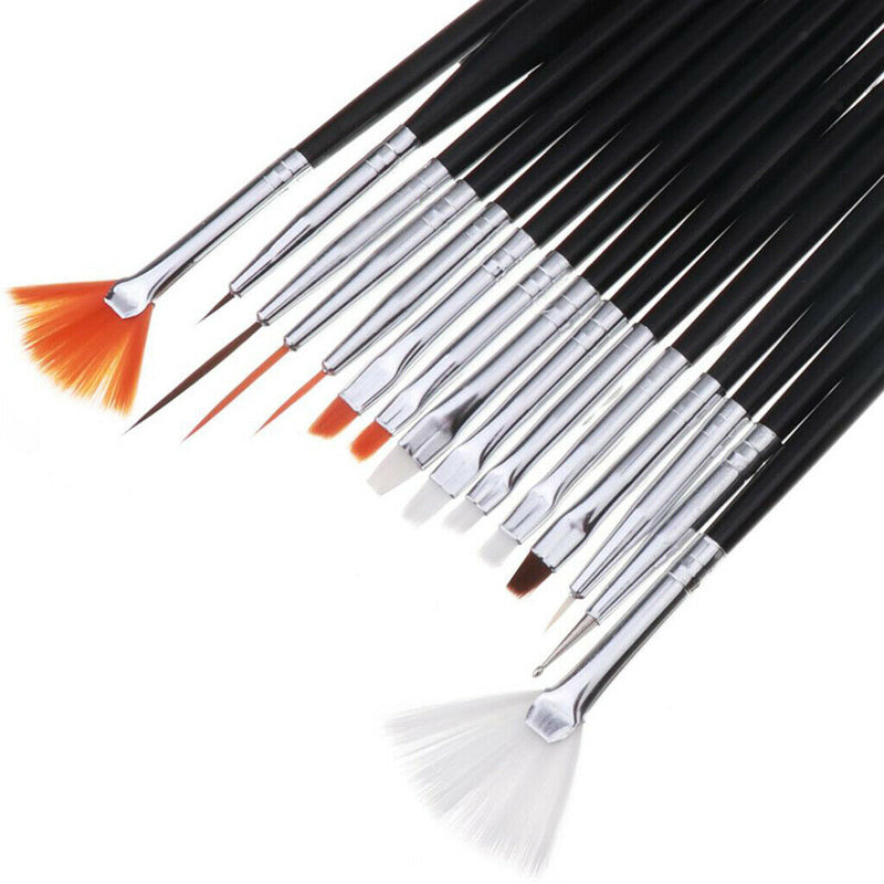 15Pieces Round Pointed Tip Nylon Hair Brushes Set, Nail Art Decorations Brush