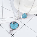 Boho Women's Turquoise Pendant Charm Heart Bib Collar Statement Necklace Jewelry