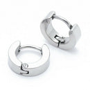 Pair Mens Hoop Huggie Earrings Titanium Steel 4mm x 7mm White O6Q6