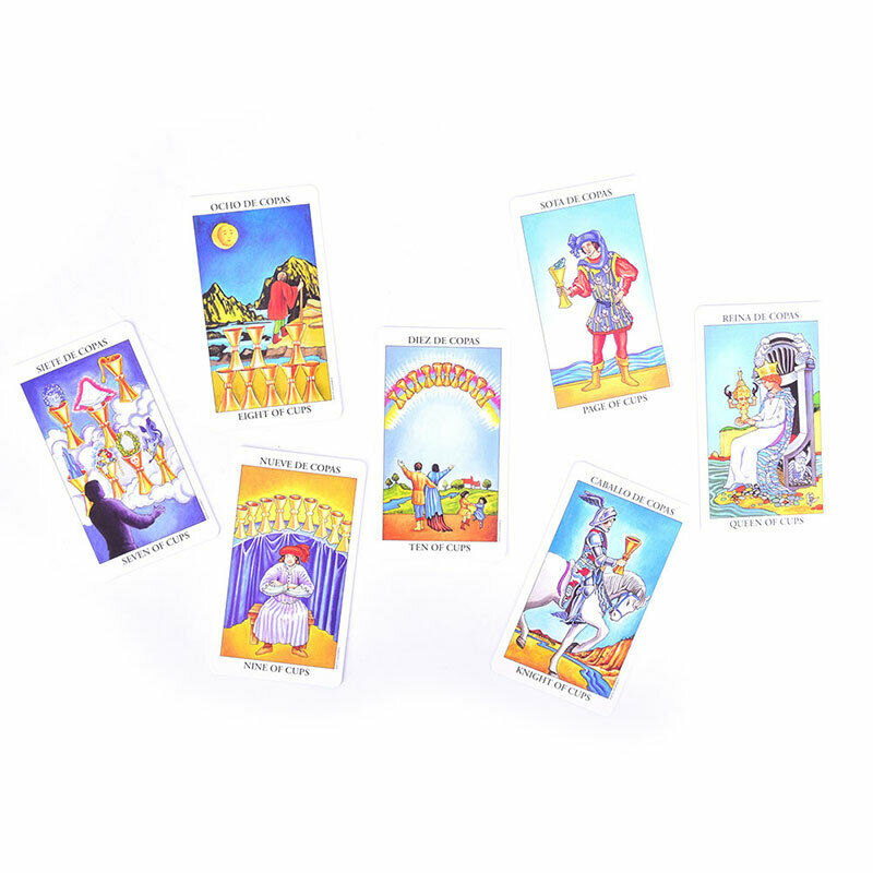 Spanish English version Rider Wait Tarot deck divination fate playing cardsS Hn