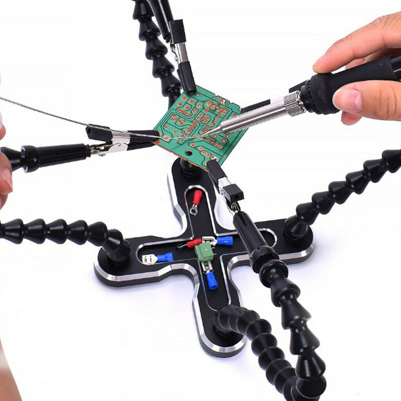 4 Hand Solder Hand Pcb Card Holder Flexible Arm Blue