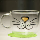 Cute Cat Kitten Face Juice Water Milk Coffee Cup Glass Beverage Drink Mug