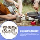 8pcs Outdoor Camping Picnic Cookwares Stainless Steel Cooking Bowl Pan Set