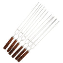 6PCS BBQ Barbecue Steel Grilling Kabob Skewers Needle Wooden Handle