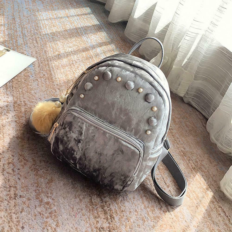New Fashion Women Mini Velvet Backpack Casual Schoolbag For Teenage Girls