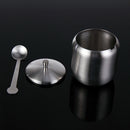 350ML New Stainless Steel Coffee Sugar Bowl Sugar Pot With Spoon Cup Cover