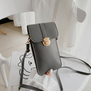 Women Touch Screen Phone Pouch PU Splicing PVC Crossbody Bag (Dark Grey)