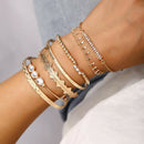 7Pcs/Set Bohemian Retro Crystal Geometry Open Bangle Bracelet Women JewelryS Kw