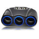 Unique Cigarette Lighter Socket Splitter 12V 3 USB Charger Power Adapter Car OF