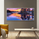 Diamond Painting Sunset Lake Scene Full Round Drill Wall Picture 60x30cm