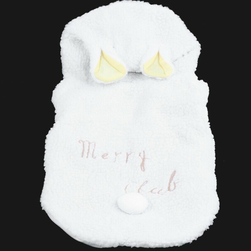 White Sheep Design Press Stud Button Pet Dog Poodle Coat Costume L