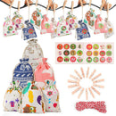 24PCS Countdown Bag Hanging Candy Gift Sacks Pouch Clips Stickers Rope ChriSEAU