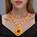 Sunflower Exaggerated Pendant Clavicle Chain Thick Necklace Women Jewelry A