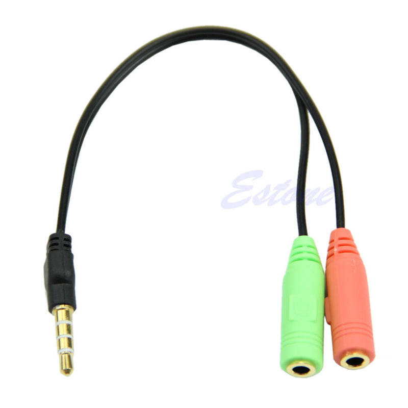 PC Headset To Smartphone Dual Adapter 3.5mm Female to 3.5mm Male Cable Splitter