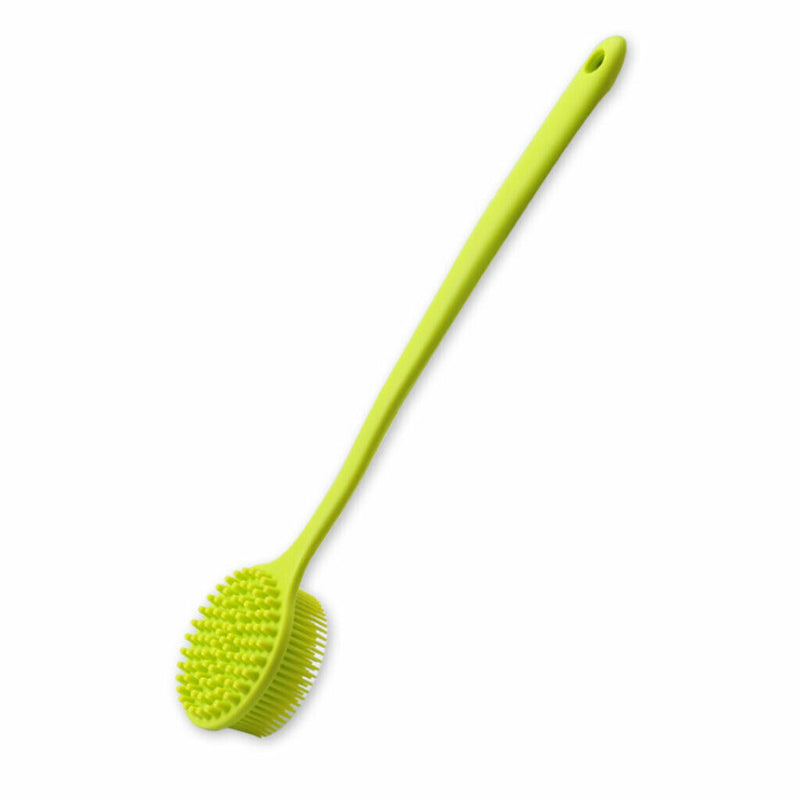 Silicone Long Handle Bathroom Shampoo Shower Brush Back Scrubber Double Sided