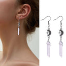 Boho Clear Quartz Moon Earrings Natural Stones Celestial Women Jewelry
