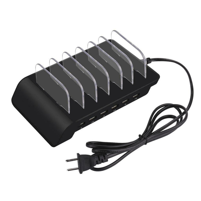 Multi Port Fast Charging USB Phone Charger Station Dock Stand AU Plug Black