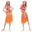 5Pcs New Hawaii Hula Skirt Set Handmade Grass Skirts Orange F6W1