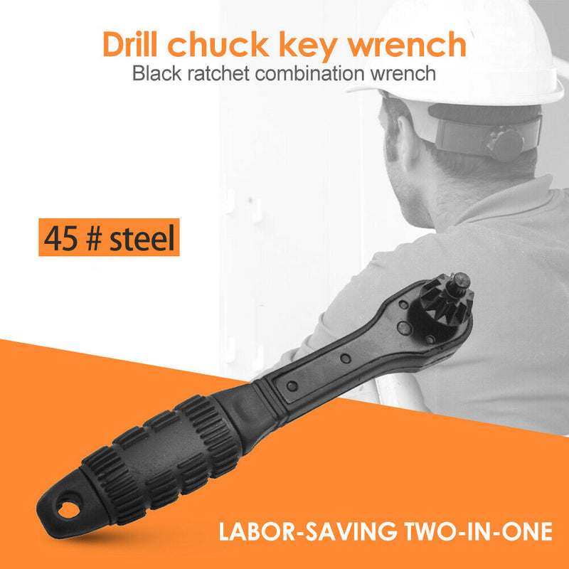 2 in 1 Drill Chuck Key Wrench Multifunction Hand Drill Ratchet Spanner Tool A