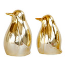 2pieces Golden Bird Statue Desktop Ceramic Display Home Office Decor M+L
