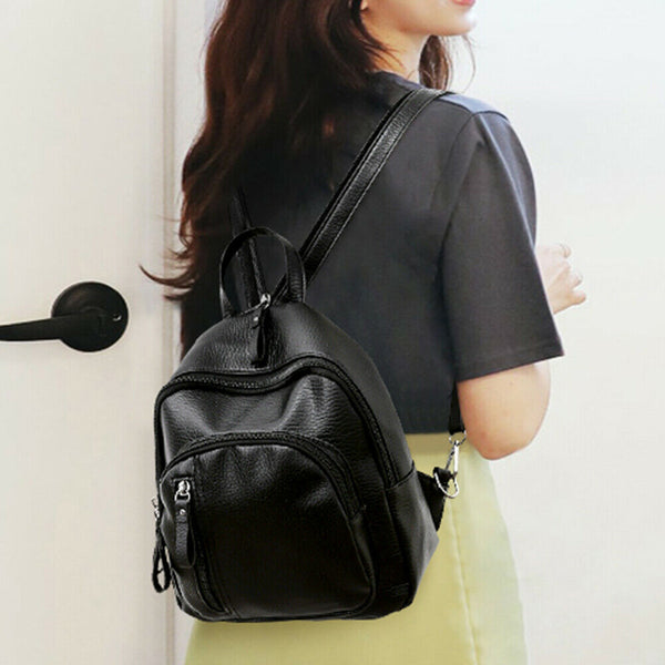 Claasic Women PU Leather Mini Preppy Chic Backpack Casual School Bag