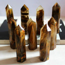 Artificial Natural Yellow Citrine Quartz Crystal Rough Polished Point Colum I2D8