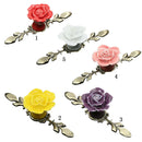 119mm Ceramic Rose Decorative Drawer Cabinet Closet Pull Handle Knob-Purple