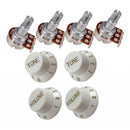4 Piece White Speed Control Knobs 2 Volume 2 Tones and 4 Piece Guitar