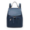 Leather Women Casual School Bags Shoulder Handbag Travel Backpacks (Blue)