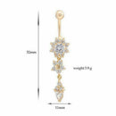 2-Pack Crystal Flower Dangle Navel Belly Button Ring Bar Body Piercing Jewe E8E5