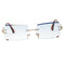 Ladies Rimless Sunglasses Party Tinted Lens Metal Frame Eyewear UV 400 Blue