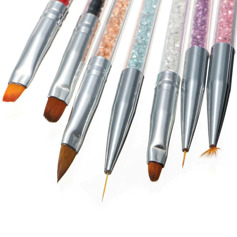 7Pcs Acrylic Nail Art Pen Tips UV Builder Gel Painting Brush Manicure Set  ILE