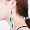 Bohemian style earrings Alloy leaves feathers tassel long pendant national