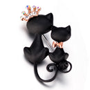 Crown Cats Rhinestone Brooch Badge Jacket Sweater Lapel Shirts Pins Jewelry