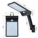 3 Modes Solar Powered Wall Light PIR Remote Control Motion Sensor 48 LED Lamp