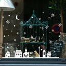 Christmas Shop Window Decoration PVC Wall Stickers Christmas Snowflakes Town