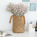 Sea Grass Folding Basket Handed Beach Tote Bag Folding Window Box Yellow L